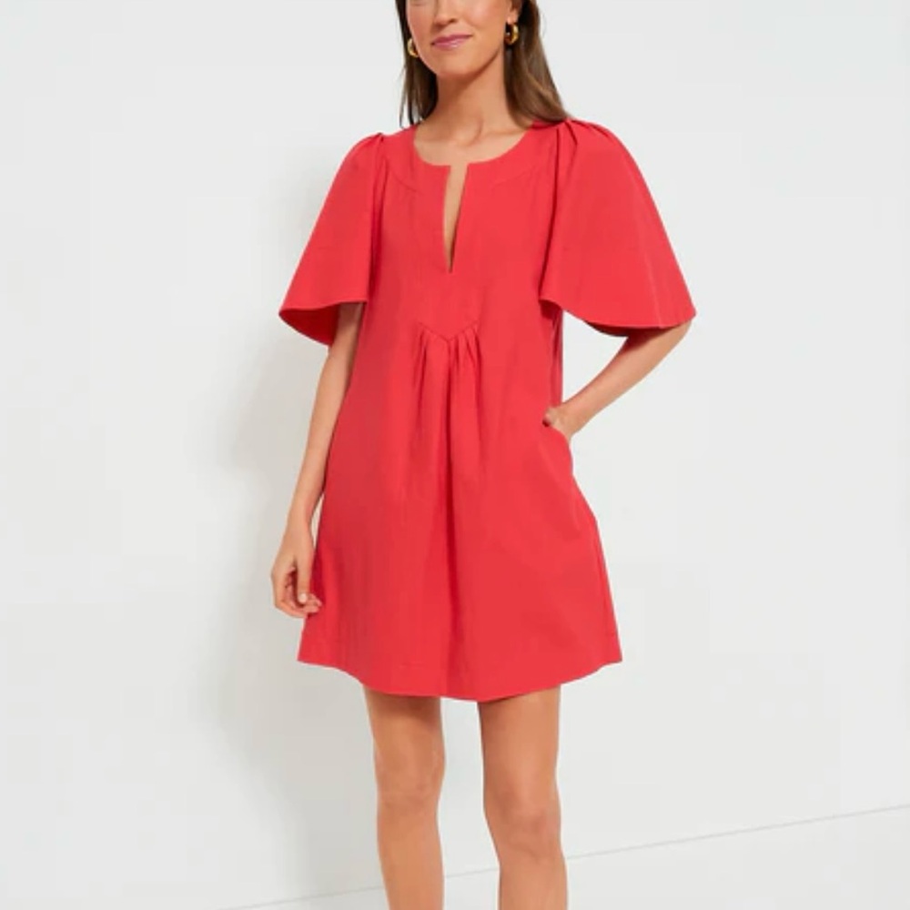 Tuckernuck Pomander Place Red Finley Flutter Sleeve Dress S